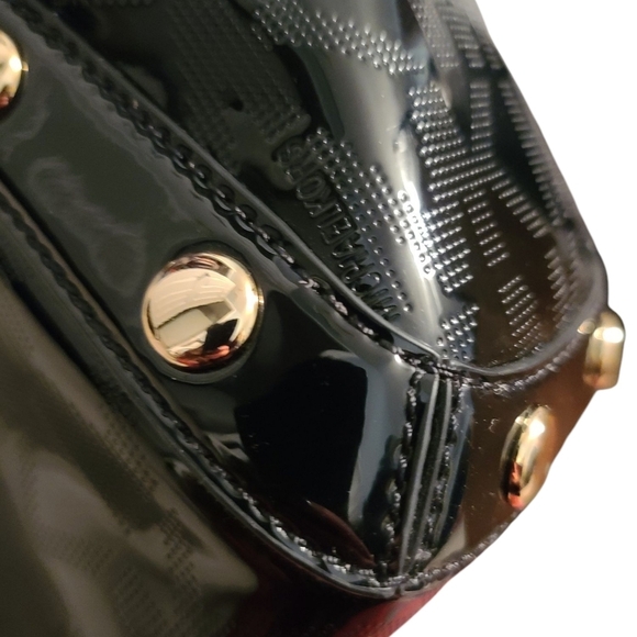 MICHAEL KORS NWT Delancy Signature Black Patent Leather Shoulder Tote Medium - Picture 13 of 16